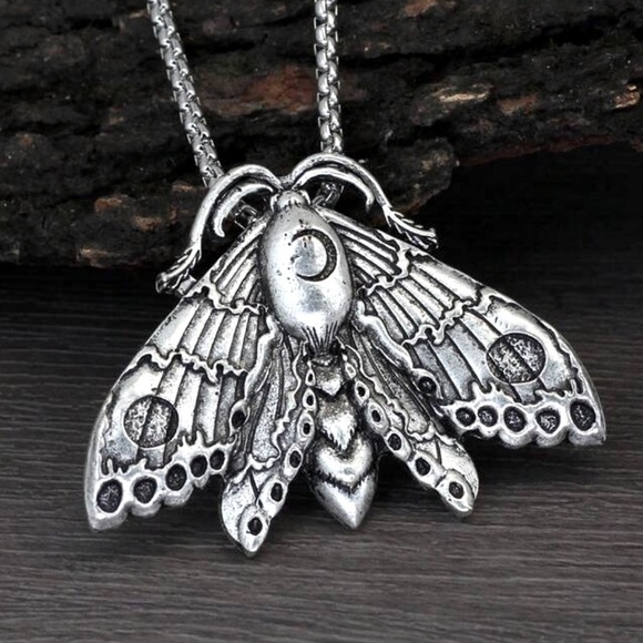 SALE Vintage Lunar Moth Pendant Necklace - Picture 1 of 2